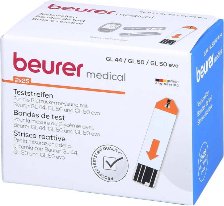 beurer BZ-Teststreifen für GL 44/50/50 evo 50 Stück einzeln verpackt